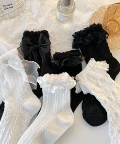 Tất vớ cao cổ nữ đính nơ Jengiang